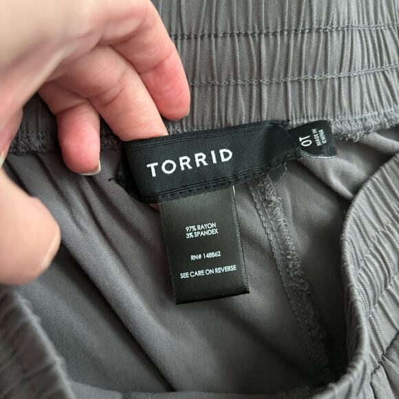 Torrid Pull-On Wide Leg Stretch Challis Cargo Pant Sz 0T / L Athleisure Lounge - Picture 9 of 11